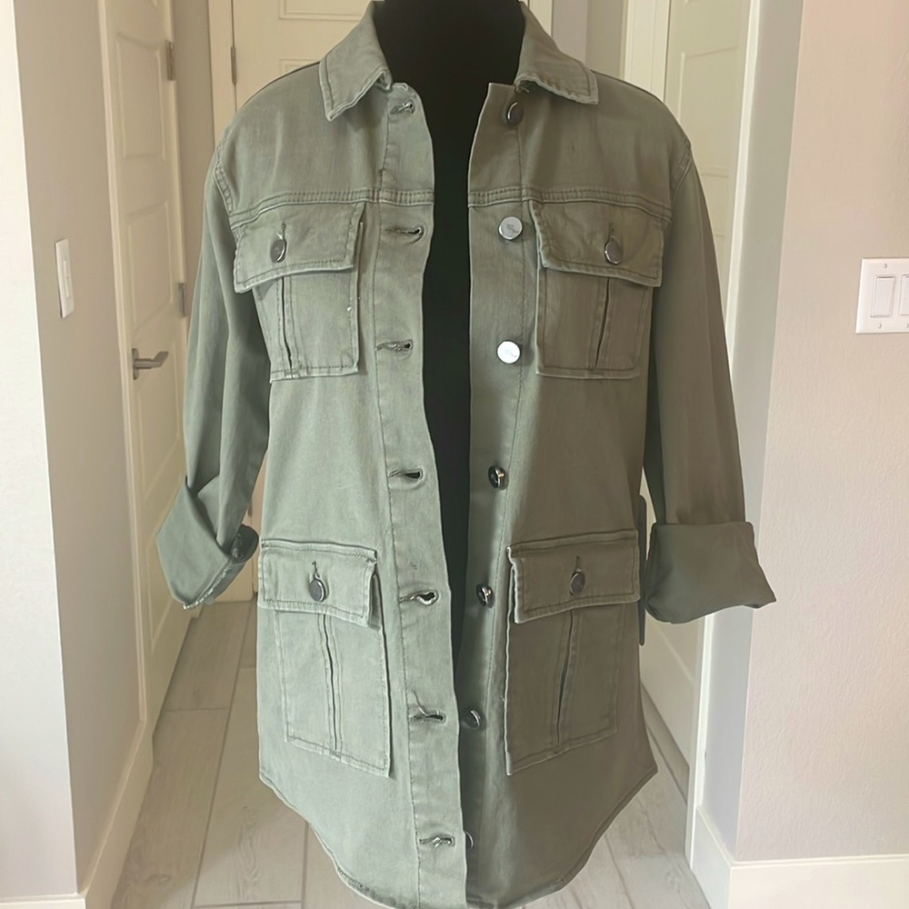 1822 Denim Military Utility Jacket Olive Green Size S NWT - Picture 6 of 14